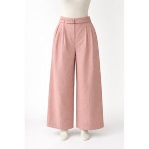 Ann Taylor Weekend Pink Wide Leg Pleated Belted Cropped Pants Size 14 High Rise